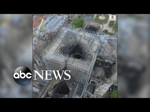 Drone footage shows aftermath of Notre Dame fire damage from above| ABC News episode artwork