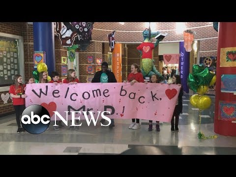 Virginia school gives custodian warm welcome back after surgery episode artwork