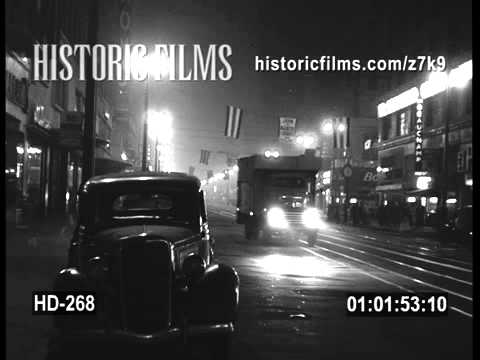 CITY STREETS AND COUNTRY ROAD AT NIGHT, 1940S