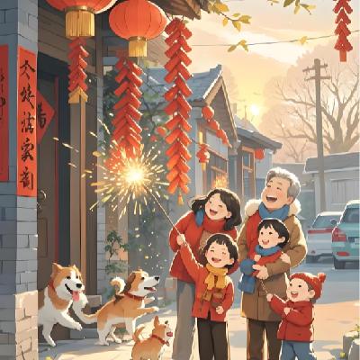 新年加更3-放鞭炮与贴春联(Firecrackers and spring couplets) 新年加更3-放鞭炮与贴春联(Firecrackers and spring couplets)