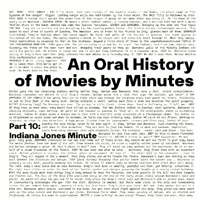 An Oral History of Movies by Minutes part 10: Indiana Jones Minute