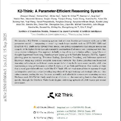 【第469期】K2-Think：小模型的大推理能力