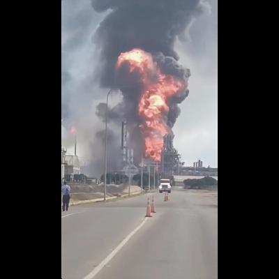 Huge fire seen after ‘explosion’ at Venezuela oil plant