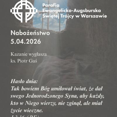 Niedziela ze Słowem, rozważanie z nabożeństwa z 5 kwietnia 2026 Niedziela ze Słowem, rozważanie z nabożeństwa z 5 kwietnia 2026