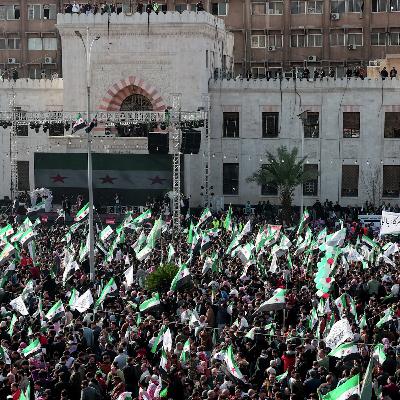 Crowds gather in Hama, Syria, to celebrate one year of liberation
