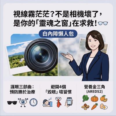 視線霧茫茫?不是相機壞了,是你的「靈魂之窗」在求救!👓|白內障懶人包 視線霧茫茫?不是相機壞了,是你的「靈魂之窗」在求救!👓|白內障懶人包