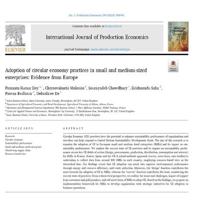 49- Adoption of circular economy practices in small and medium-sized enterprises Evidence from Europ