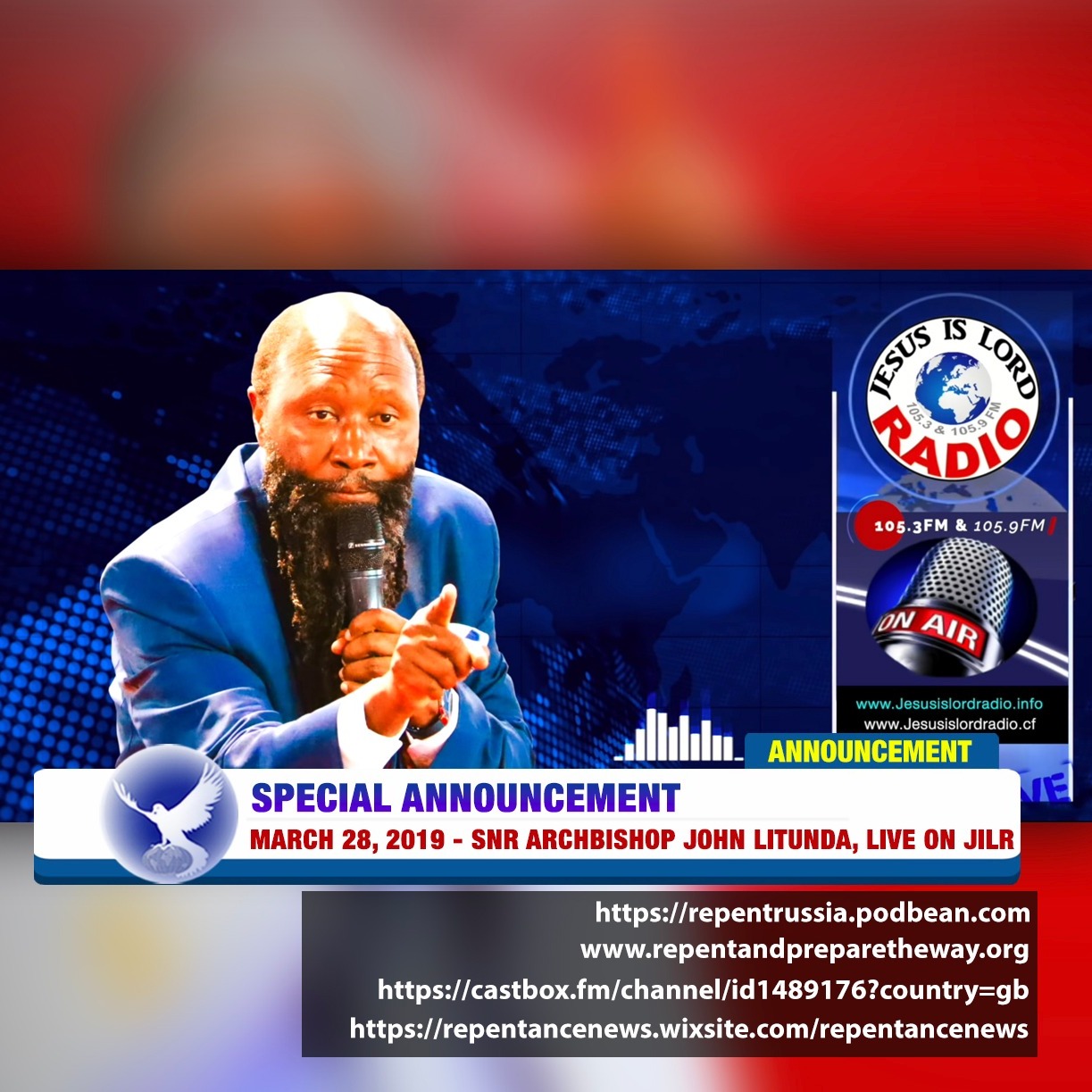 EPISODE 490 - 28MAR2019 - SPECIAL ANNOUNCEMENT - SNR ARCHBISHOP JOHN LITUNDA episode artwork