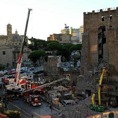 Worker trapped after medieval Rome tower partially collapses