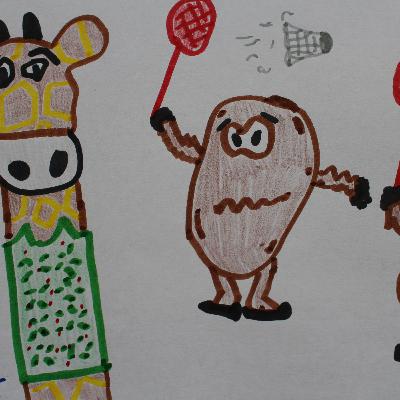 De aardappels spelen badminton