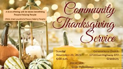 THANKSGIVING SERVICE with Scott Thibodeaux