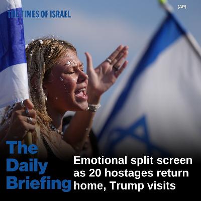 Day 738 - Emotional split screen as 20 hostages return home, Trump visits