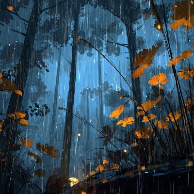 First Autumn Rain on Leaves