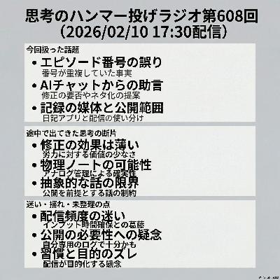 608.番号の欠番から活動の再設計へ — 手動管理のミス発覚と配信頻度の見直し