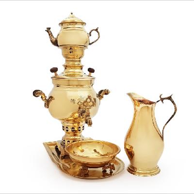 ست کامل سماور برنجی - تلفن 09019277512