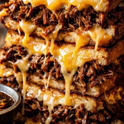 Loaded Birria Grilled Cheese Meat Tower (Brian M. Inspired)
