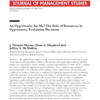 43- An Opportunity for Me The Role of Resources in Opportunity Evaluation Decisions