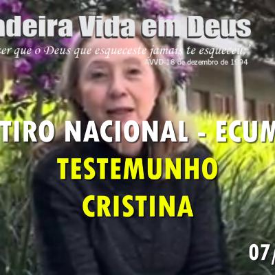 AVVD - XVI RETIRO NACIONAL - 20240707 - TESTEMUNHO: CRISTINA AVVD - XVI RETIRO NACIONAL - 20240707 - TESTEMUNHO: CRISTINA