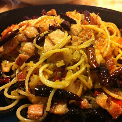 [How to Cook] Spaghetti Spicy with Bacon and Sausage