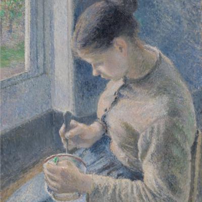 Young Peasant Having Her Coffee - Camille Pissarro Young Peasant Having Her Coffee - Camille Pissarro
