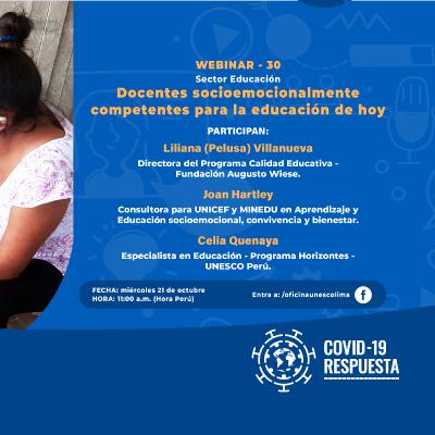Webinar 30: Docentes socioemocionalmente competentes para la educación de hoy