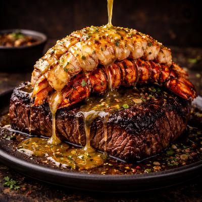 Garlic Butter Lobster Steak Explosion (Brian M. Inspired)