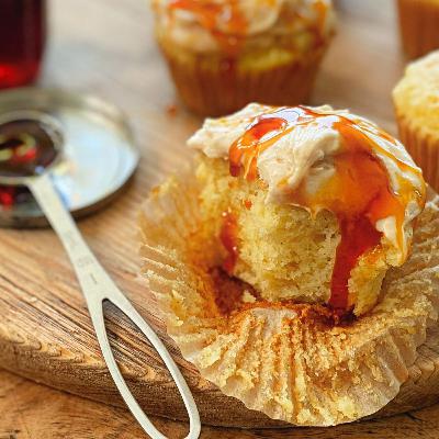 Vanilla Bean Cupcakes with Browned Butter Caramel Icing