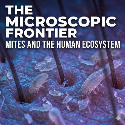 create podcast photo cover in square, not rectangular. podcast topic is The Microscopic Frontier: Mites and the Human Ecosystem create podcast photo cover in square, not rectangular. podcast topic is The Microscopic Frontier: Mites and the Human Ecosystem