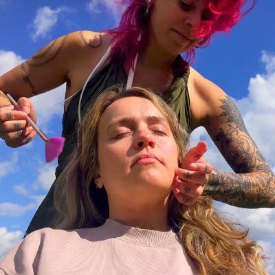 Relaxing face tracing ASMR in the country air