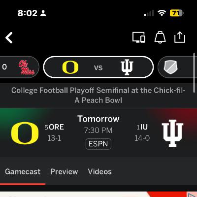 Oregon vs Indiana Peach Bowl!!