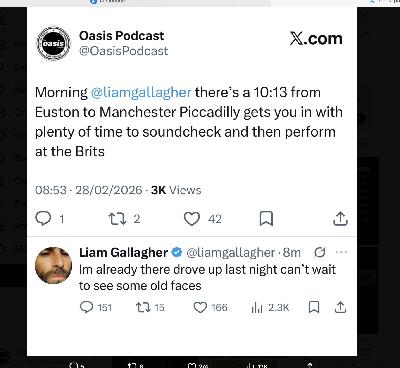 334: Liam Gallagher Trolling Me! Is He Coming To The BRITs Tonight? 334: Liam Gallagher Trolling Me! Is He Coming To The BRITs Tonight?
