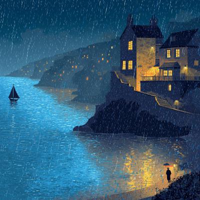 Coastal Rain | Harbor Ambience & Soft Waves