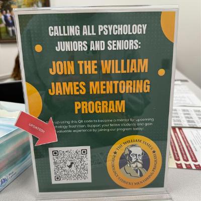 The William James Mentorship allows students to help the next batch of freshman The William James Mentorship allows students to help the next batch of freshman