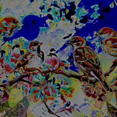 Spring Day with Sparrows (naviarhaiku631) Spring Day with Sparrows (naviarhaiku631)