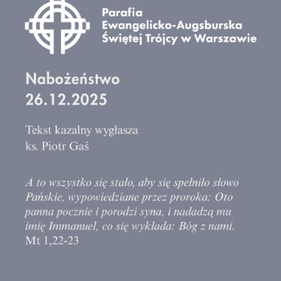 Rozważanie z Nabożeństwa w 2. Dzień Świąt Narodzenia Pańskiego 26 grudnia 2025