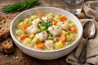 Herzhafter Fischtopf mit Wintergemüse Herzhafter Fischtopf mit Wintergemüse