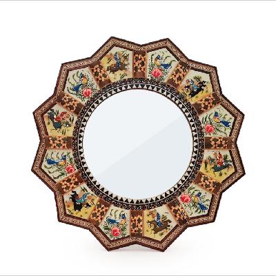 آینه با قاب خاتم کاری خورشیدی - تلفن 09019277512