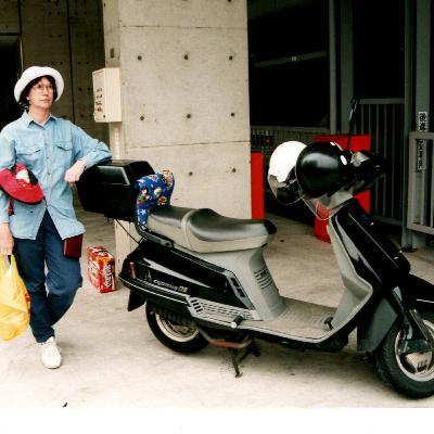 Wild Bill rides his scooter