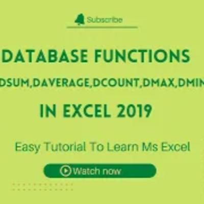 Dsum | DAverage | Dcount | Dmin | Dmax |Basic Excel | Excel 2019| Data Management | BPA EDUCATORS