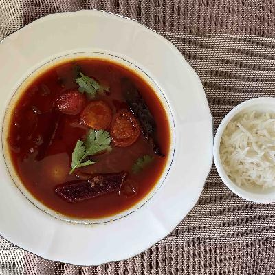 Beets Sambhar with Rice