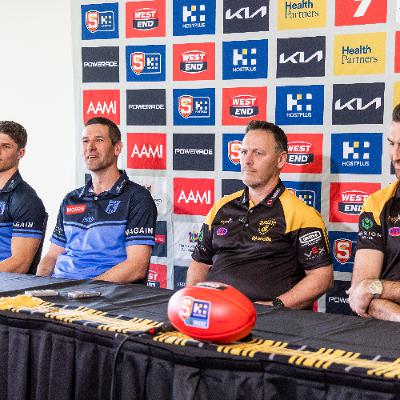2025 Hostplus SANFL League Press Conference - Sturt & Glenelg coaches & captains 2025 Hostplus SANFL League Press Conference - Sturt & Glenelg coaches & captains