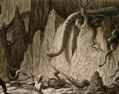 THE SEVEN VOYAGES OF SINDBAD THE SAILOR-- THE SECOND VOYAGE: THE VALLEY OF SERPENTS