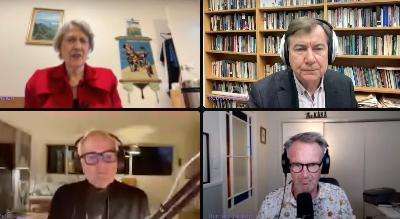 Bernard Hickey, Peter Bale, Cathrine Dyer, Robert Patman & Helen Clark 'Hoon' around around the news of the week to July 18
