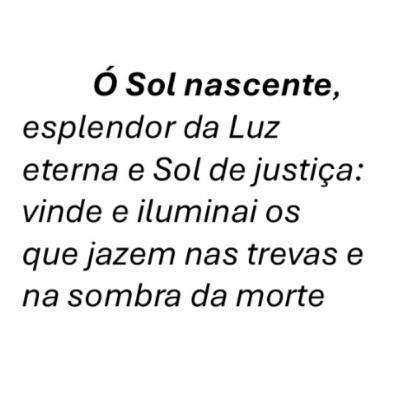Antífonas da Expectação de Maria 05 - Ó Sol nascente
