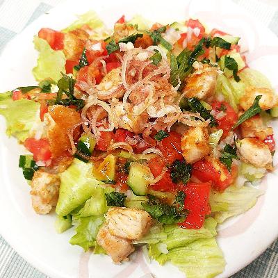 ☔️『ささみサラダご飯』🍅🥒🥗