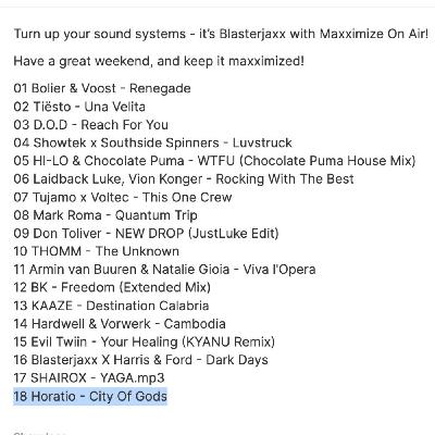 Blasterjaxx_present_-_Maxximize_On_Air_548 playing HORATIO - CITY OF GODS