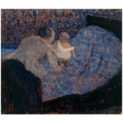 Edouard Vuillard, Grand-mère et enfant au lit bleu, 1899