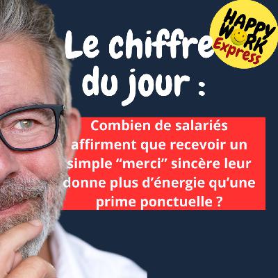 Happy Work - Bien-être au travail et management bienveillant - #2520- Combien de salariés affirment que recevoir un simple “merci” sincère leur donne plus d’énergie qu’une prime ponctuelle ?