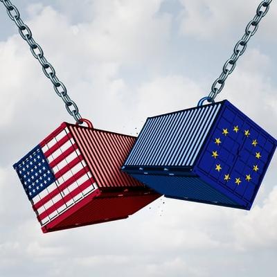 Share values on Dublin and other European stock markets have dropped amid fears of a trans-Atlantic trade war.