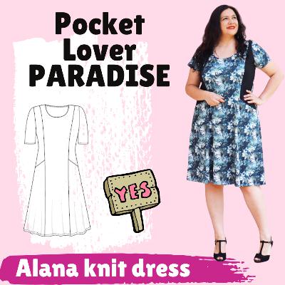 I never like pockets. BUT, I love these. Alana dress (Sinclair). Relaxed knit sewing.